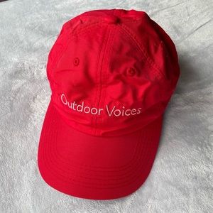 Outdoor Voices adjustable red baseball hiking hat chicago